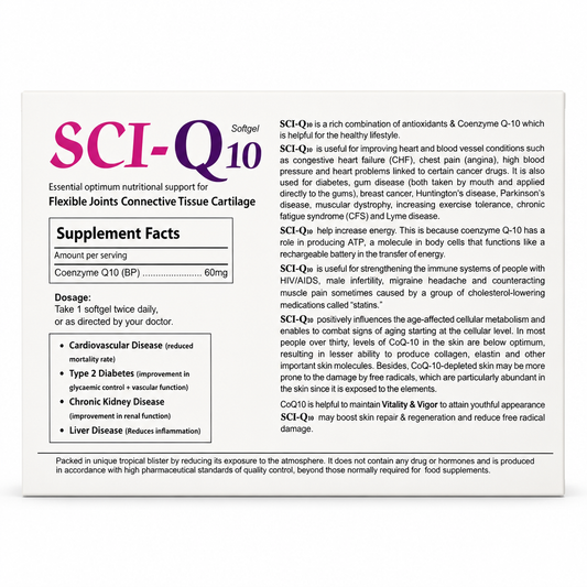 SCI-Q10 Co-Enzyme Q-10 60mg — Antioxidant Support for Heart & Cellular Energy | 20 Softgels